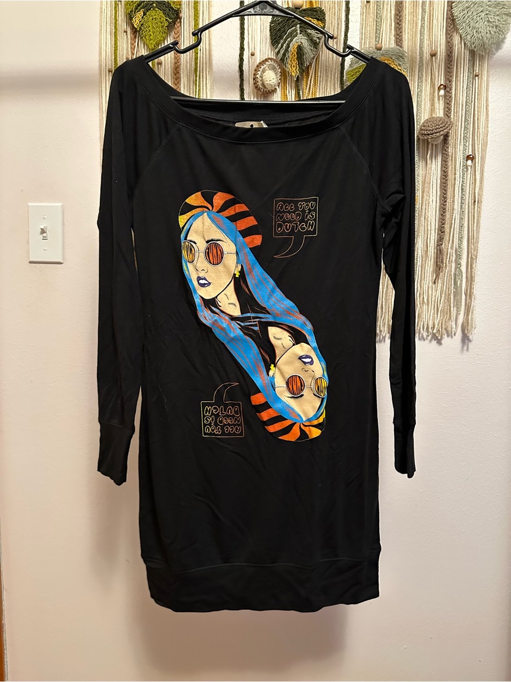Dutch Bros Rare off the shoulder black long sleeve